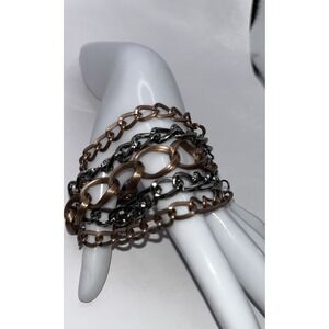 Bracelet Cuff Mixed Metals Multi Five Chain Stack Boho Punk WhimsiGoth